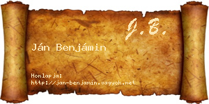 Ján Benjámin névjegykártya